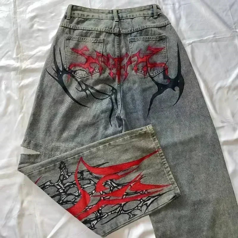 Jeans à jambes larges unisexes pour femmes, pantalons de vadrouille chauds, Street Y2K, Hip Hop, Joker Respzed, New Clearance Spot, American Fashion