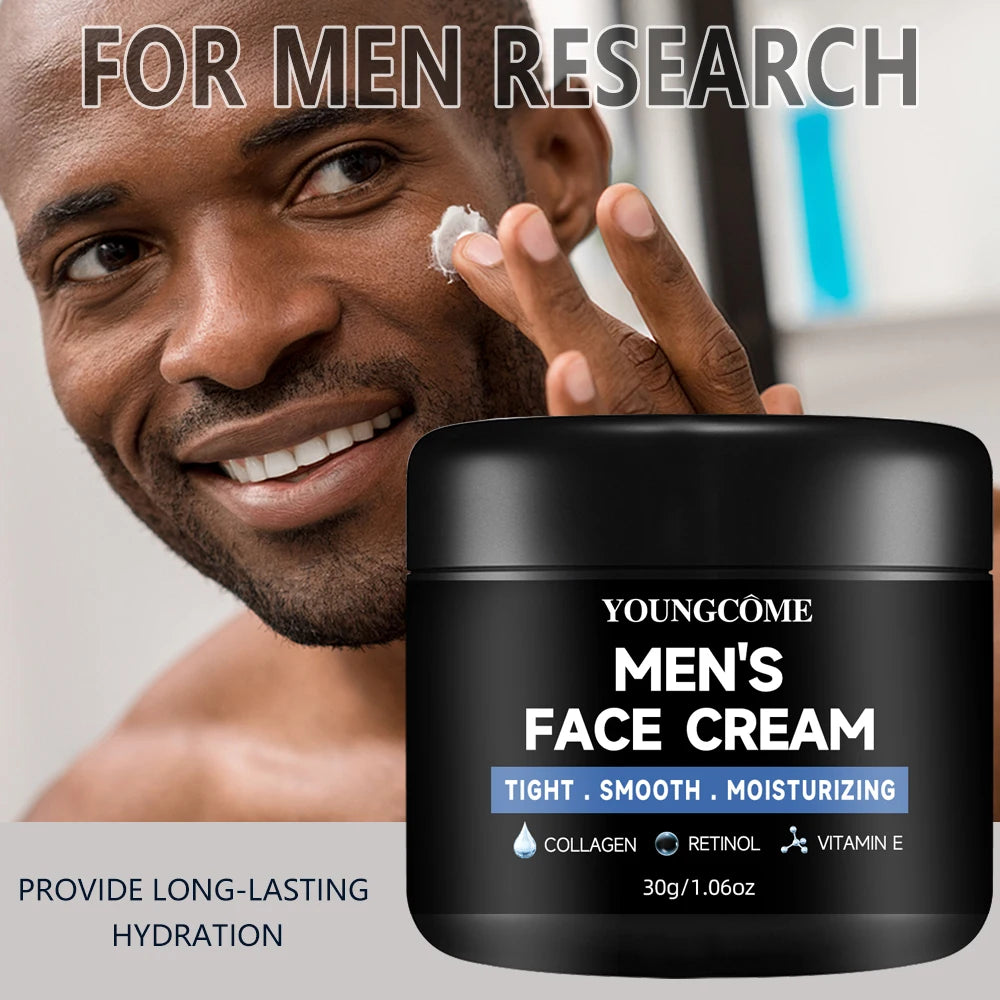 YOUNGCOME Ensemble de routine quotidienne pour homme avec sérum et hydratant avec collagène, rétinol et vitamine E pour tous types de peau