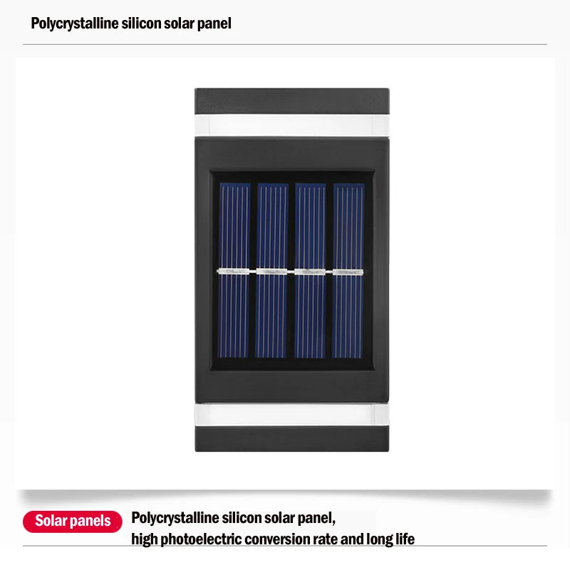 Lampe murale solaire extérieure étanche à énergie solaire éclairage haut/bas pour jardin cour décoration extérieure de la maison IP65 lumière de chemin solaire