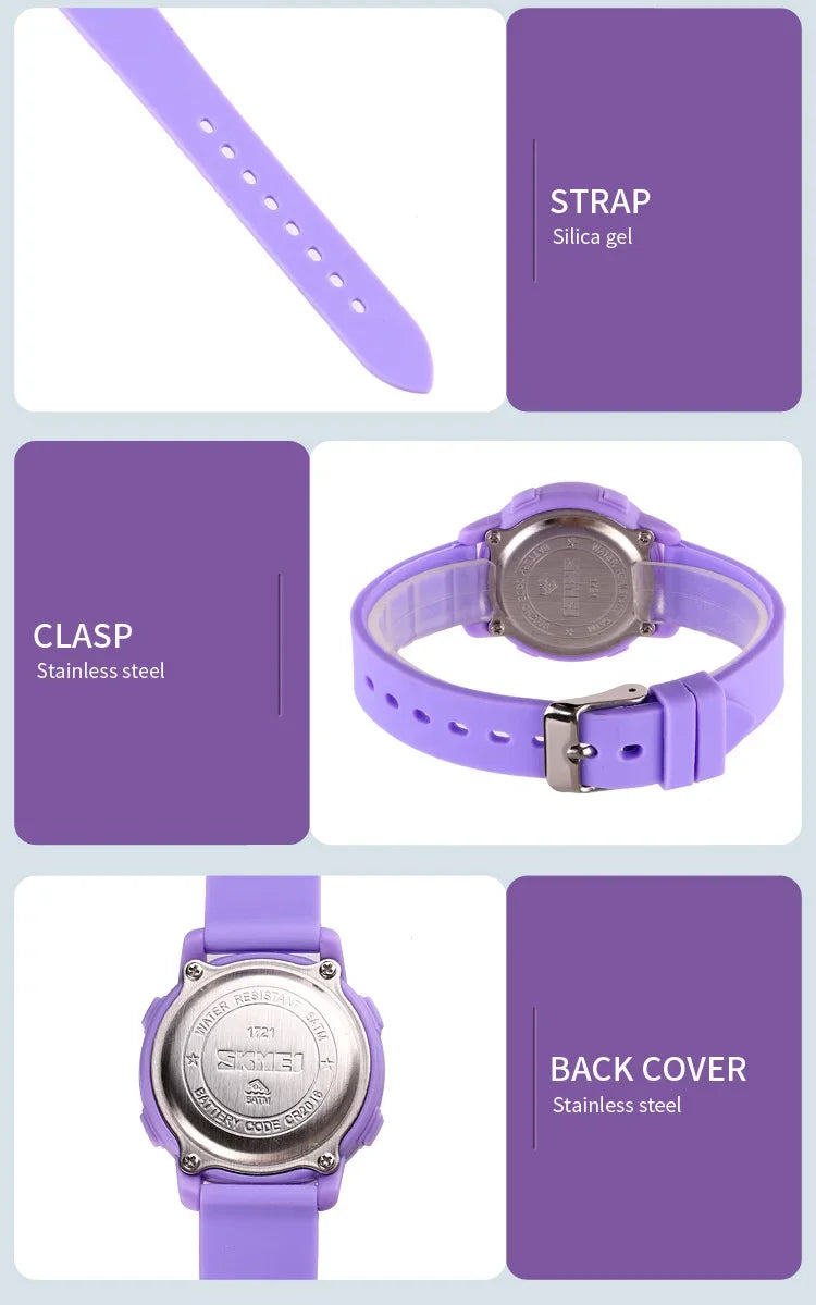 SKMEI 1721 étanche alarme enfant montres montre enfant garçons filles Sport enfants montre coloré Led enfants montres numériques