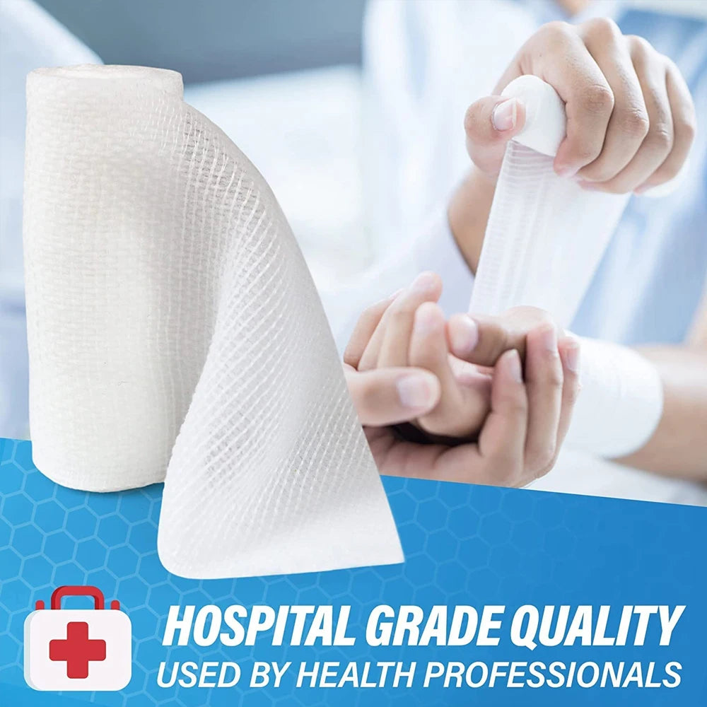 Rouleaux de bandage en gaze, bandages élastiques jetables, en coton respirant, pour soins des plaies, Kits de survie pour soins infirmiers, 1/3/5/6 rouleaux