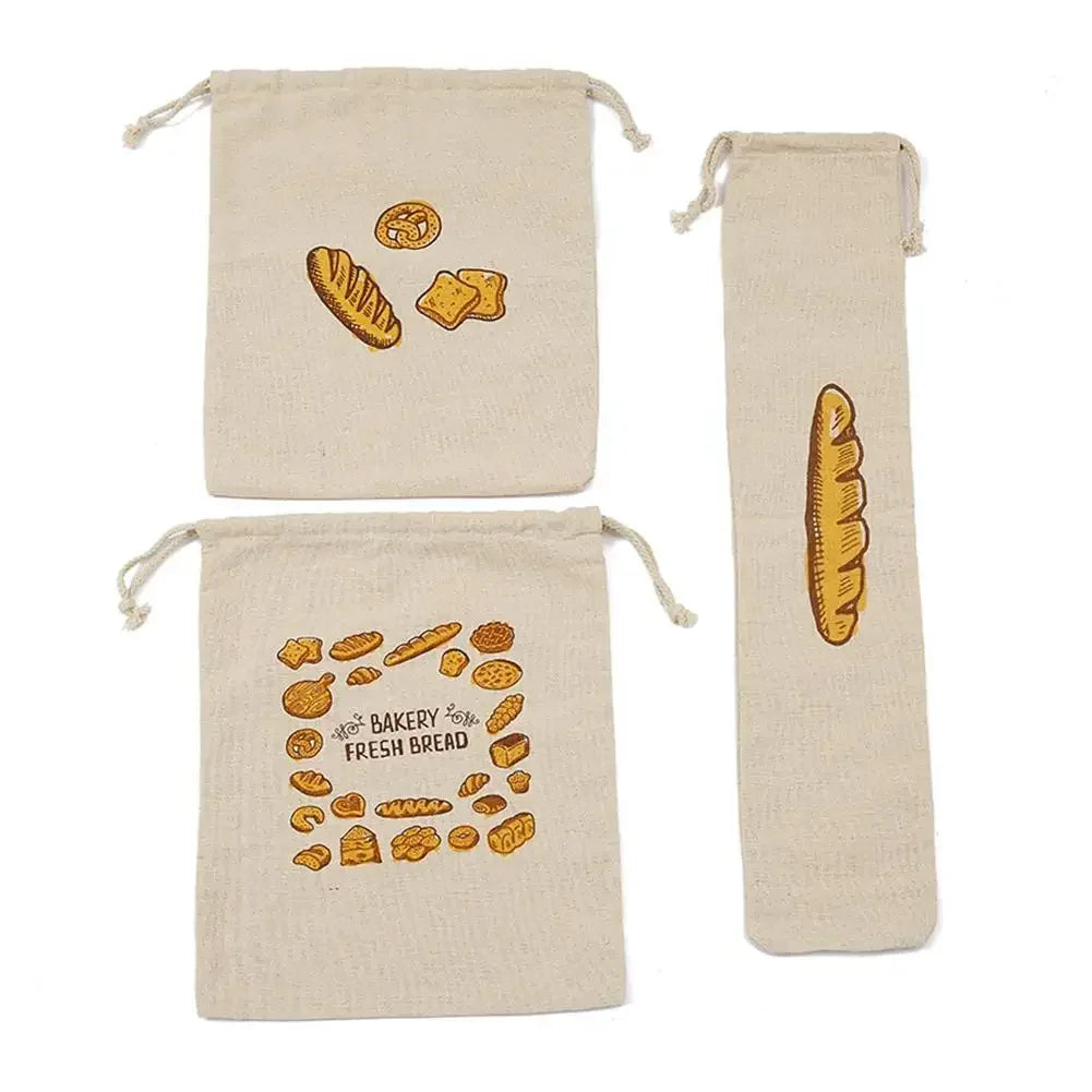 Sacs à pain en lin réutilisables avec cordon de serrage, grand rangement lavable, accessoires alimentaires, sac de rangement du pain, organisateur de cuisine non blanchi à la maison