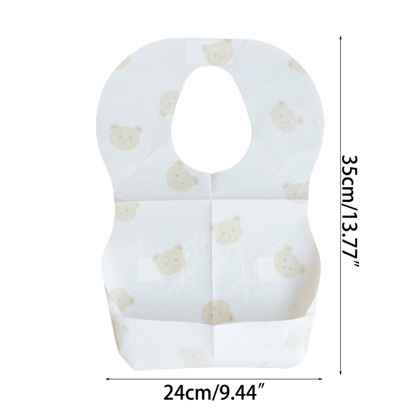 Paquet de 50 bavoirs jetables pour bébés âgés de 6 mois à 2 ans, bavoir d'alimentation ours de dessin animé pour garçon et fille, serviette de bave Non tissée