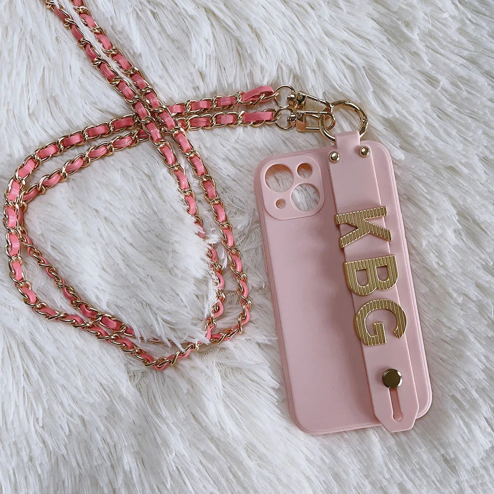 Funda Personalizadas nom étui avec sangle et chaîne coque de téléphone pour iPhone 15 11 12 17 16 13Pro Max 14 pro max couverture personnalisée