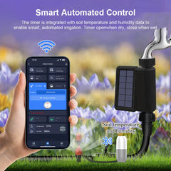 Tuya Wifi Smart Watering Timer, Solar Powered Drip Irrigation System, Built-in Water Flow Recorder, Water Controller