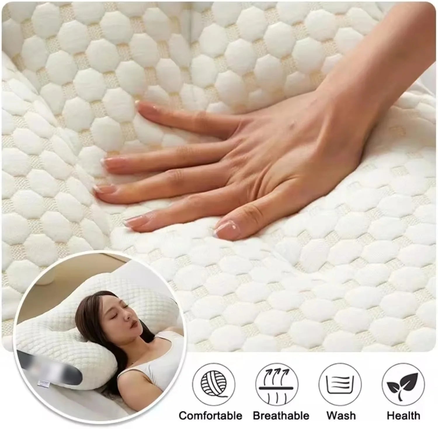 Oreiller de Massage SPA 3D, soutien cervical et oreiller d'allaitement bien pour dormir, aide au sommeil et protéger le cou, oreiller en coton tricoté