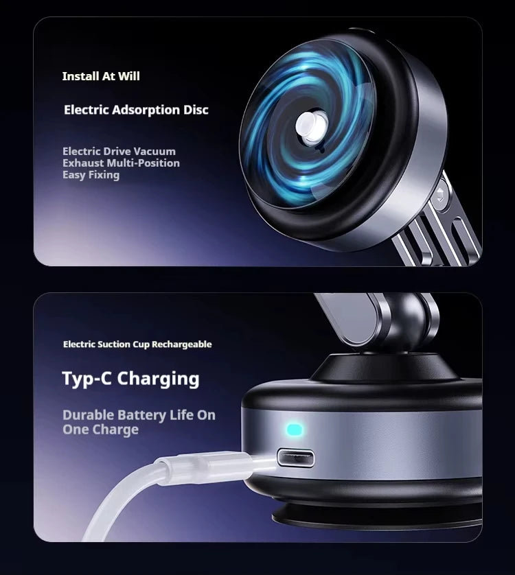 Support de téléphone magnétique pour voiture 360 °   Aspiration sous vide électrique pliante rotative pour support de Streaming de cuisine de gymnase de Navigation de voiture