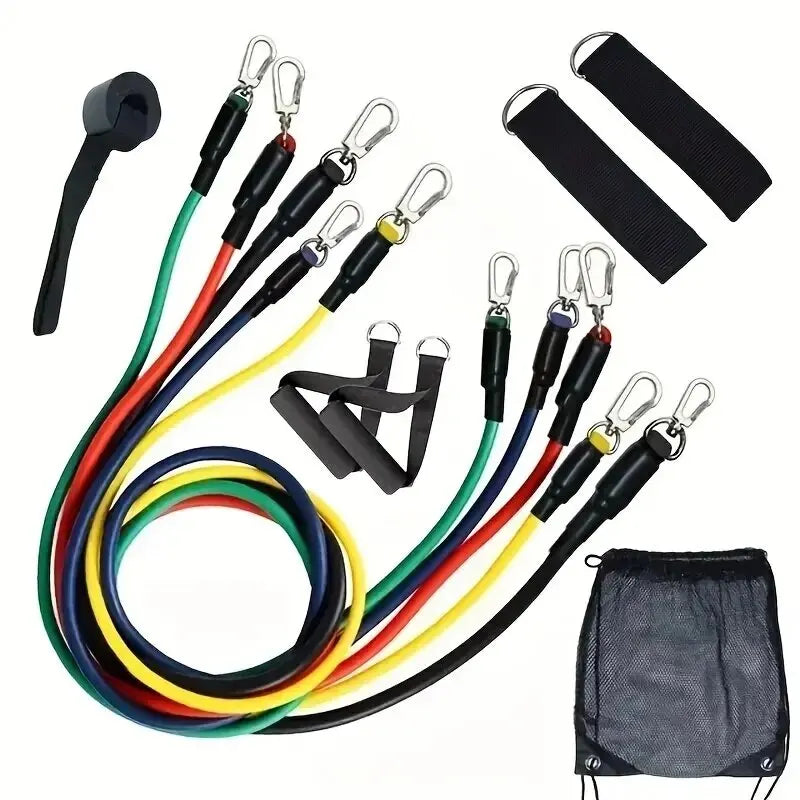 11 pièces/ensemble corde de traction, bandes de résistance, équipement de Fitness Portable, sangle de cheville, extenseur de poitrine, bande d'exercice élastique