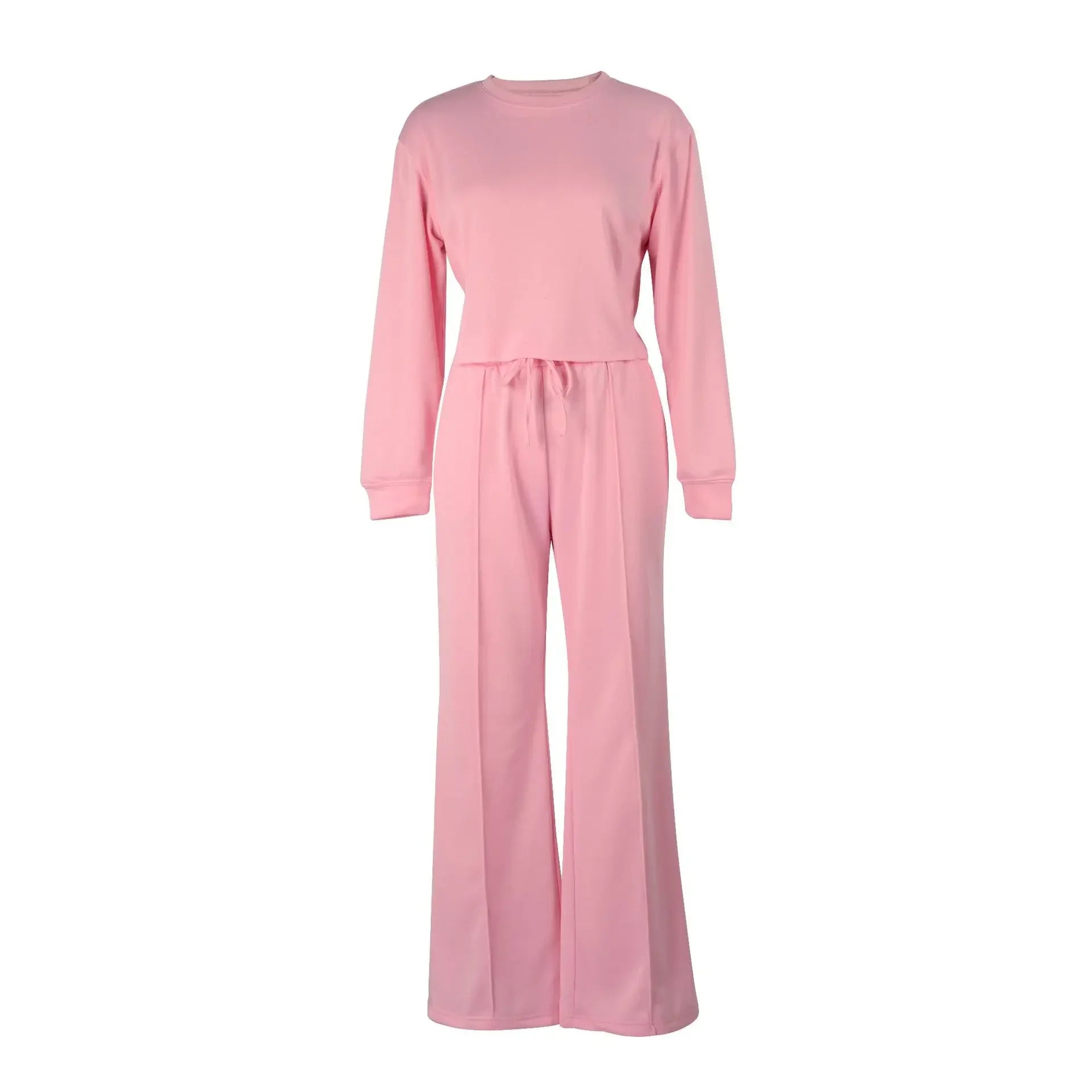 Ensemble de vêtements pour femmes, pull + pantalon, 2 pièces, costumes d'hiver épais et chauds, couleur unie, survêtement décontracté