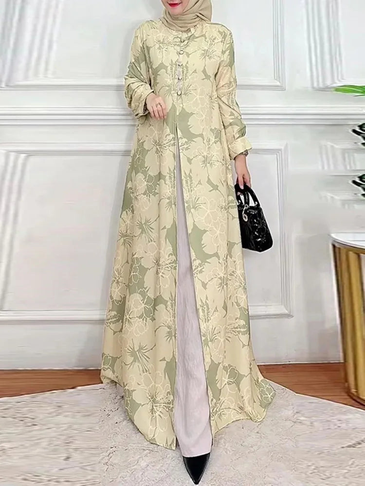 ZANZEA-Robe maxi patchwork à manches longues pour femmes, Abaya musulmane, Robe d'été élégante, Robe imprimée florale, Robe de ramadan, Kaftan éducatif, Mode