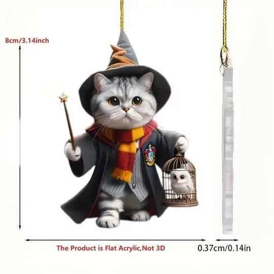 Modern Christmas decoration for home, car pendant, Christmas tree ornament, funny 2D acrylic cat ornament