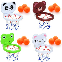 Cadre de basket-ball d'intérieur sur le thème des animaux pour tout-petits, ensemble de jouets de bain pour enfants avec 3 balles en plastique, jeu amusant interactif pour bébés Parents et enfants