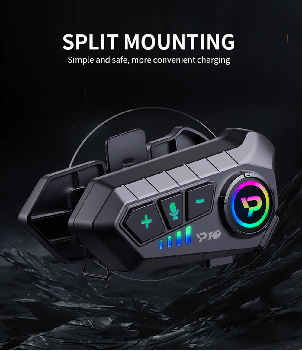 Casque de moto Bluetooth 5.3 sans fil, étanche IPX6, réduction du bruit, écouteur, 2000mAh, longue veille, mains libres