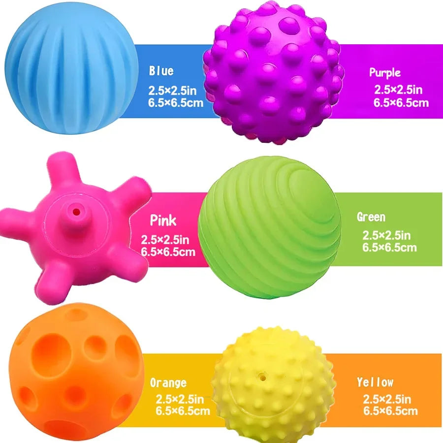 Boules texturées pour bébé, jeu sensoriel, activité de 6 à 12 mois, balle multi-doux, jouets de douche Montessori pour enfants, meilleur cadeau, 6 pièces
