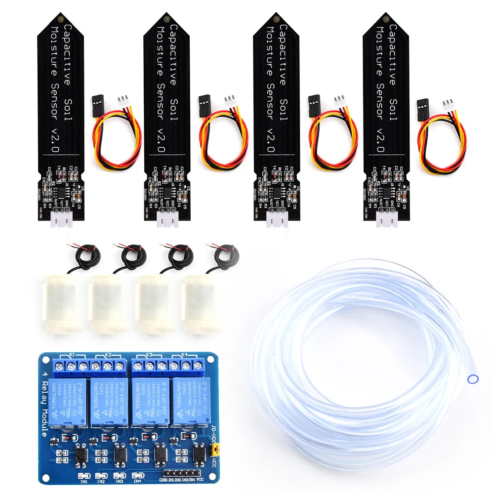 Automatic irrigation system, DIY automatic watering kit, garden water pump, greenhouse, flower, soil moisture sensor, relay module