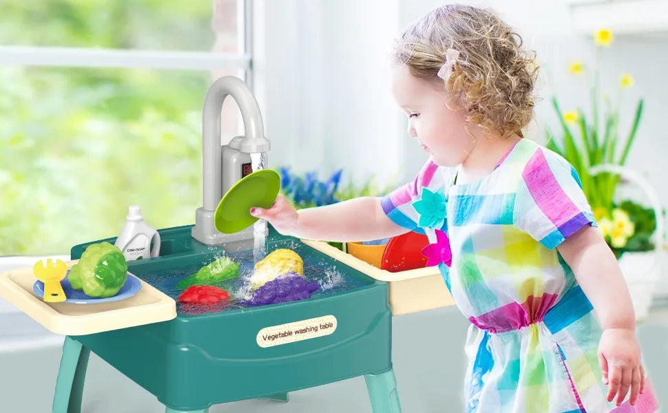 Jouets de lavage de légumes pour enfants, jeu à la maison, éducation précoce, simulation de cuisine, table à vaisselle électrique, sortie d'eau