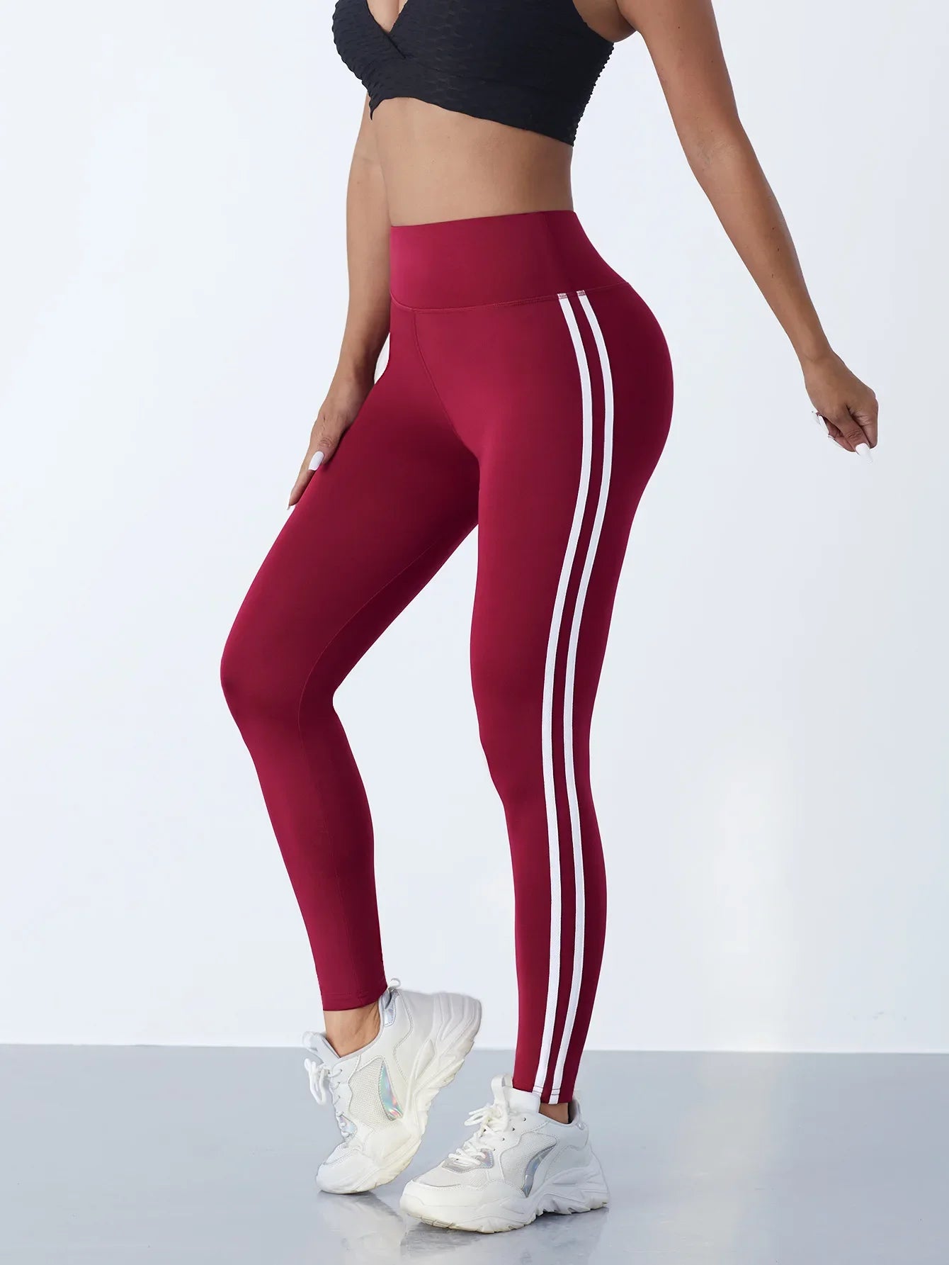 Leggings de Yoga pour femmes, pantalons de sport Slim rayés, taille haute, levage des hanches, collants décontractés, entraînement, course à pied, extensibles