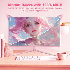 Moniteur rose incurvé de 27 pouces QHD 165hz 1800R, écran de jeu HDR10, écran de bureau à synchronisation libre, 1ms GTG avec haut-parleurs, inclinaison réglable