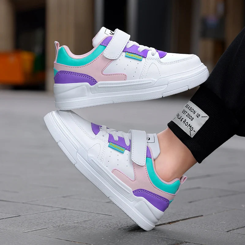 Chaussures de sport imperméables pour enfants, chaussures décontractées pour étudiants, chaussures de planche en cuir à fond plat, chaussures de course pour garçons et filles