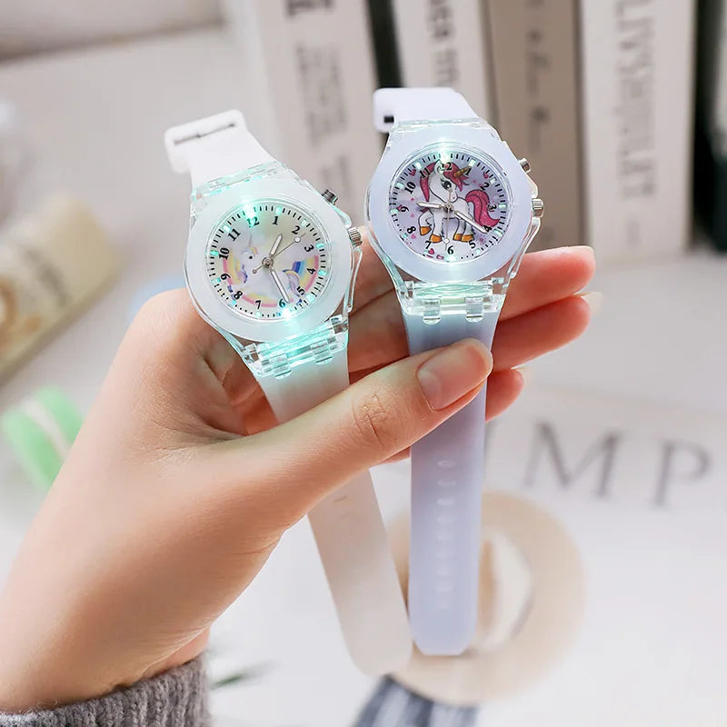 UTHAI C22 montre pour enfants montres brillent la nuit Quartz horloge numérique bracelet en Silicone mignon filles école primaire