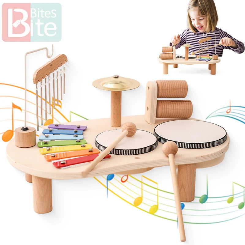 Jouets éducatifs pour bébés, cloches éoliennes en bois, jouets musicaux Montessori pour enfants, Xylophone, cadeaux d'anniversaire pour nouveau-nés, jouets de Table musicale