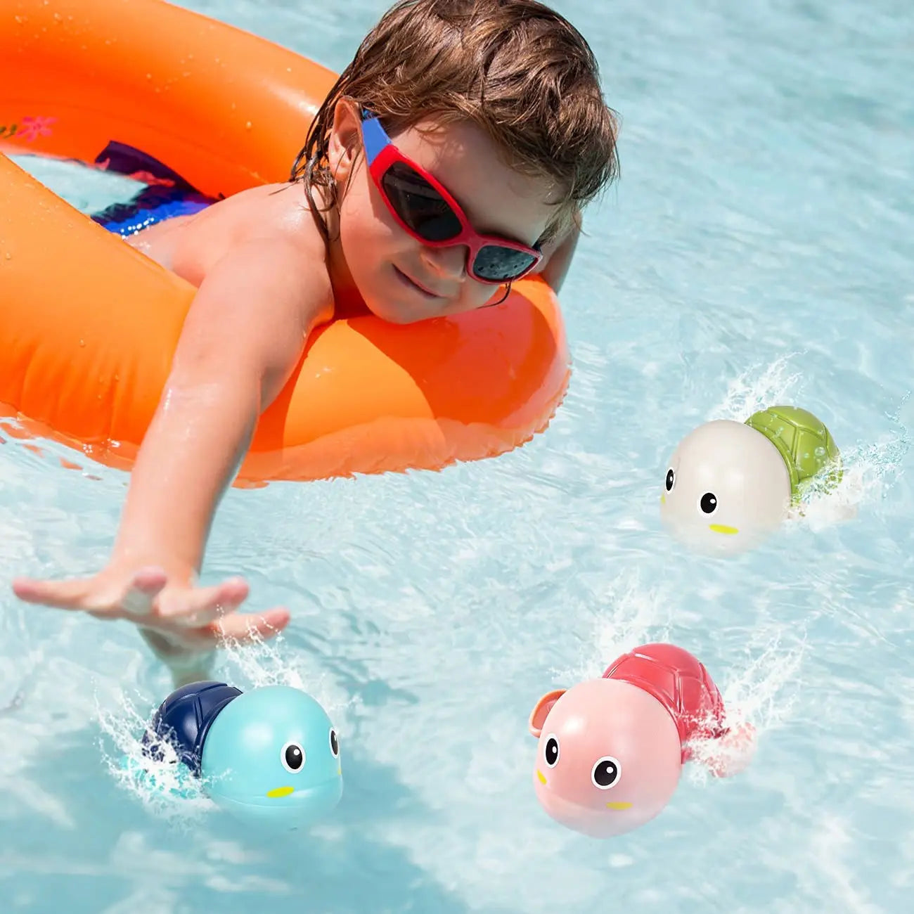 Jouets de bain pour bébé, 3 pièces, tortues de natation mignonnes, jeu d'eau, jouets à remonter pour enfants d'âge préscolaire, jouets de piscine