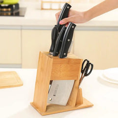 Support de bloc de couteaux en bambou pour la cuisine, support de coupe multifonctionnel, support de rangement de couteaux multifonctionnel pour fournitures de cuisine