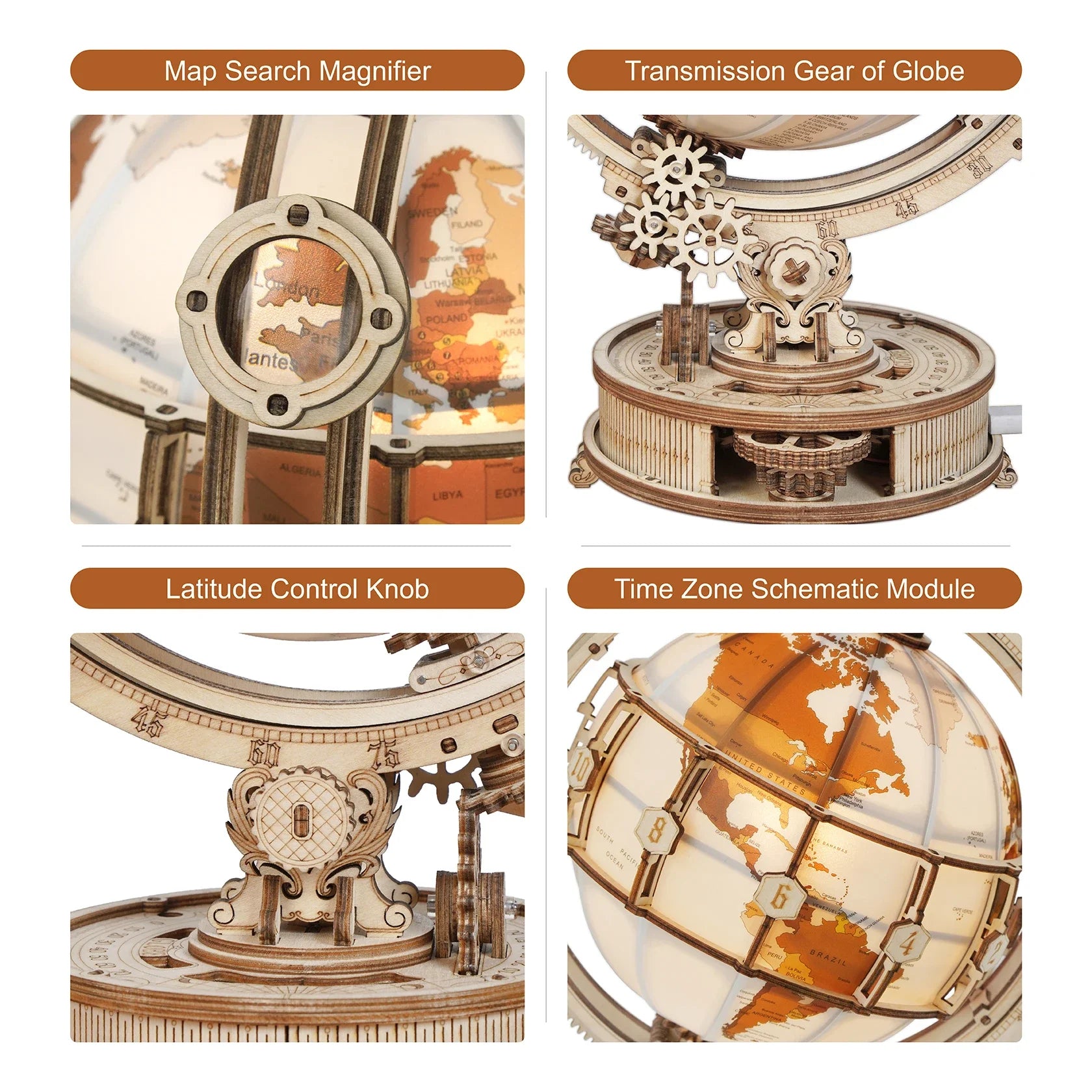 Lampe Globe en bois, jeux de puzzle 3D, cadeau d'anniversaire pour enfants et adultes, blocs de construction de décoration de maison, puzzle 3D pour enfants et adultes