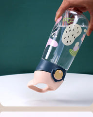 Bouilloire à boire en plastique pour enfants, tasse d'école Portable, bouteille d'eau pour enfants avec paille saine et sans BPA, 450ML