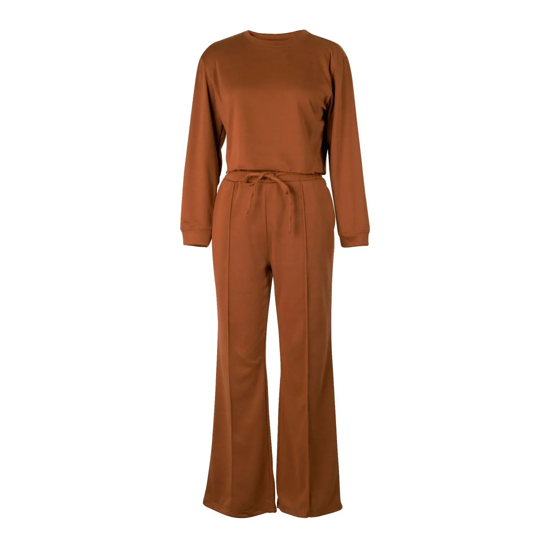 Ensemble de vêtements pour femmes, pull + pantalon, 2 pièces, costumes d'hiver épais et chauds, couleur unie, survêtement décontracté