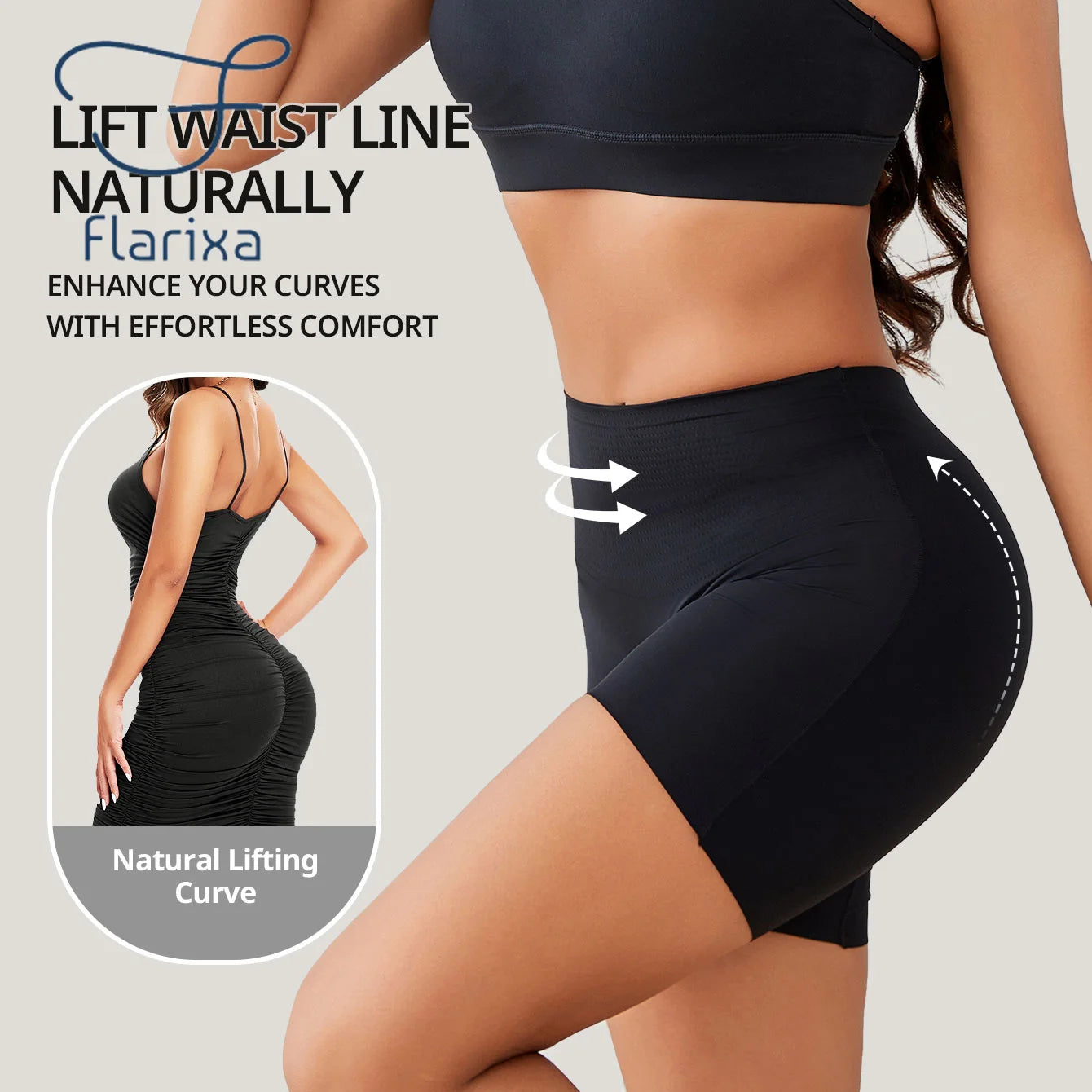 Flarixa – short sans couture pour femmes, pantalon de sécurité Double taille, taille haute, grande taille, Boxer en soie glacée, jupe Anti-Friction