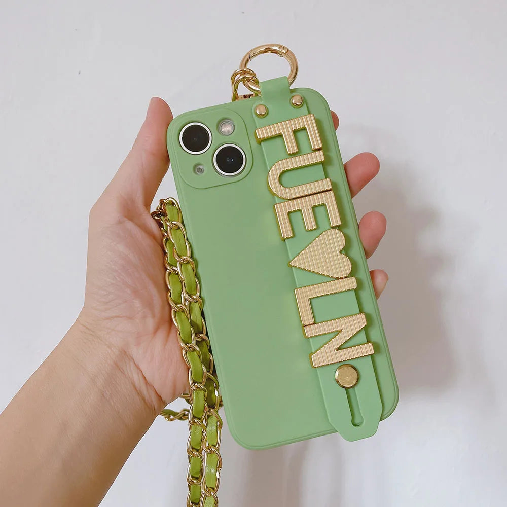 Funda Personalizadas nom étui avec sangle et chaîne coque de téléphone pour iPhone 15 11 12 17 16 13Pro Max 14 pro max couverture personnalisée