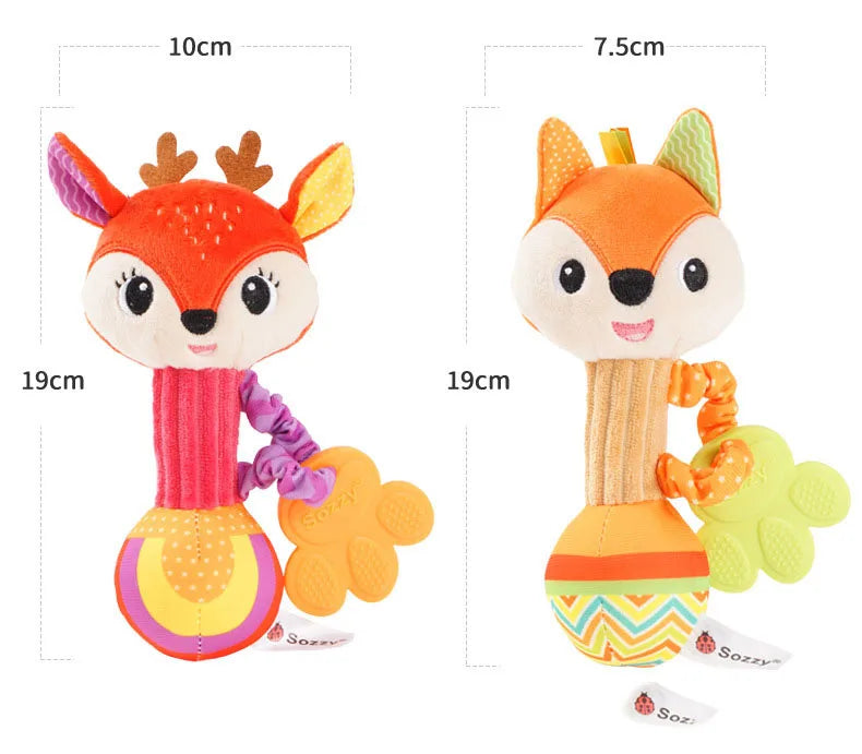 Hochets pour bébé, Animal en peluche doux, poignée à main, jouets pour bébé, Shaker froissé, grinçant, jouets apaisants sensoriels, cadeaux pour tout-petits