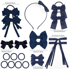 Ensemble d'accessoires pour cheveux pour filles, 16 pièces/ensemble, attaches pour cheveux, bandes élastiques en caoutchouc pour écoliers, épingle à cheveux, support queue de cheval, chouchous