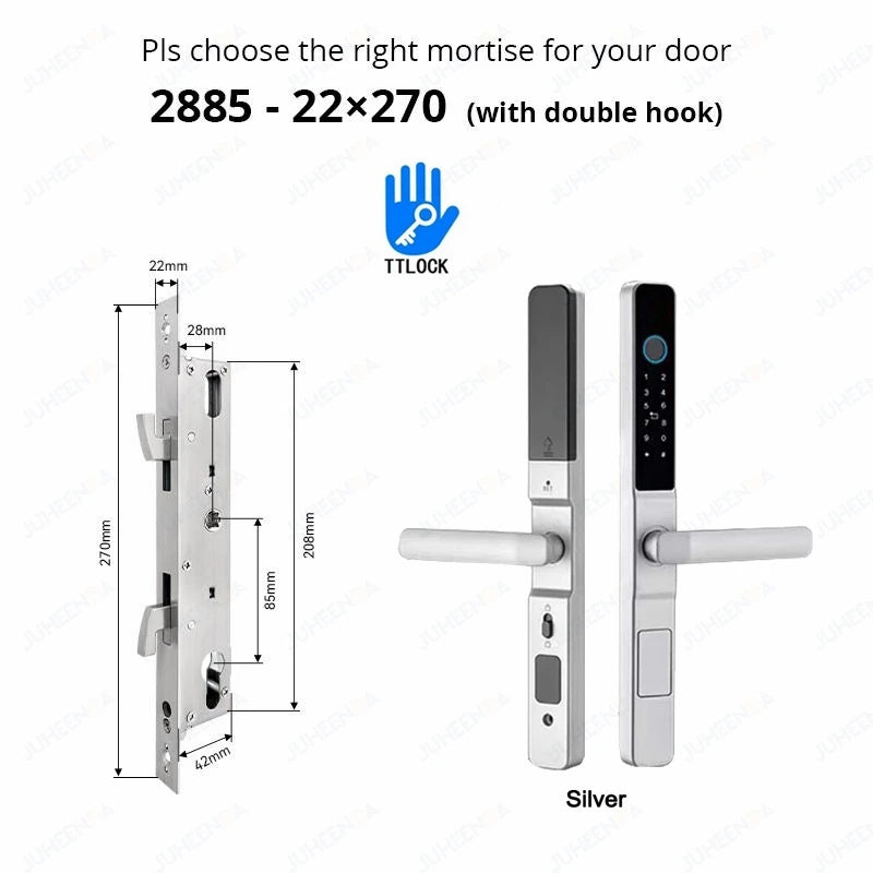 Serrure intelligente pour porte coulissante étanche, application TTLock Alexa, Code numérique par empreinte digitale, carte RFID, Anti-serrure électronique en verre d'aluminium