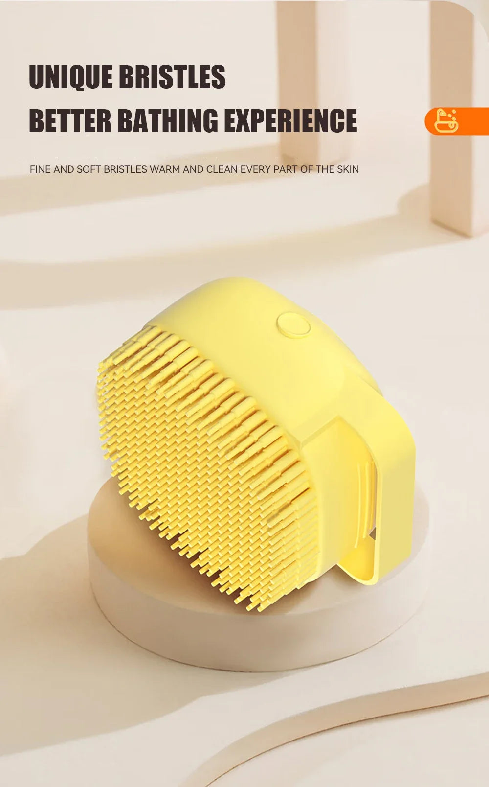 Brosse de bain pour chien, brosse de Massage pour animaux de compagnie, distributeur de shampoing, brosse en Silicone souple, poils en caoutchouc pour chiens et chats, outil de toilettage de douche