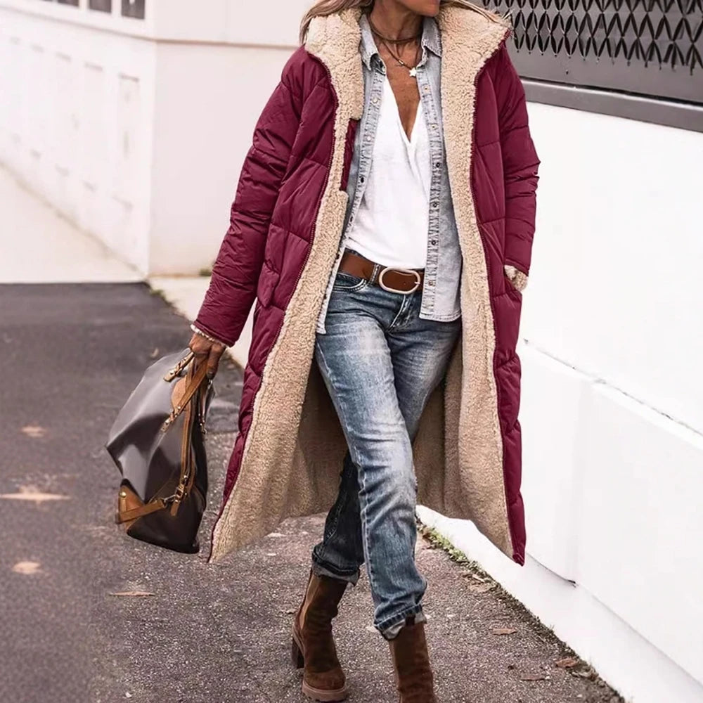 Vêtements d'extérieur d'hiver pour femmes, manteau à capuche, coupe régulière, solide, rétro, Vintage, vêtements décontractés, grande taille, Mia Muse, 2025