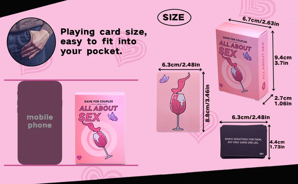 All About Sex, an exciting and original card game for couples, raise your Happily with pleasure and joy, 2 later, 20 minutes, 16 years and over