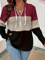 Women's hooded sweatshirt, knit bed cardigan, plus size, fashion