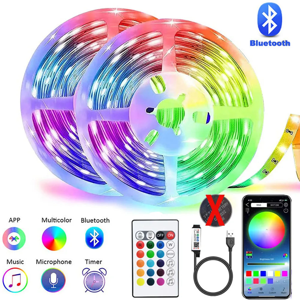5V USB RGB 5050 LED strip light, Bluetooth app control, suitable for decorating bedrooms and children's rooms