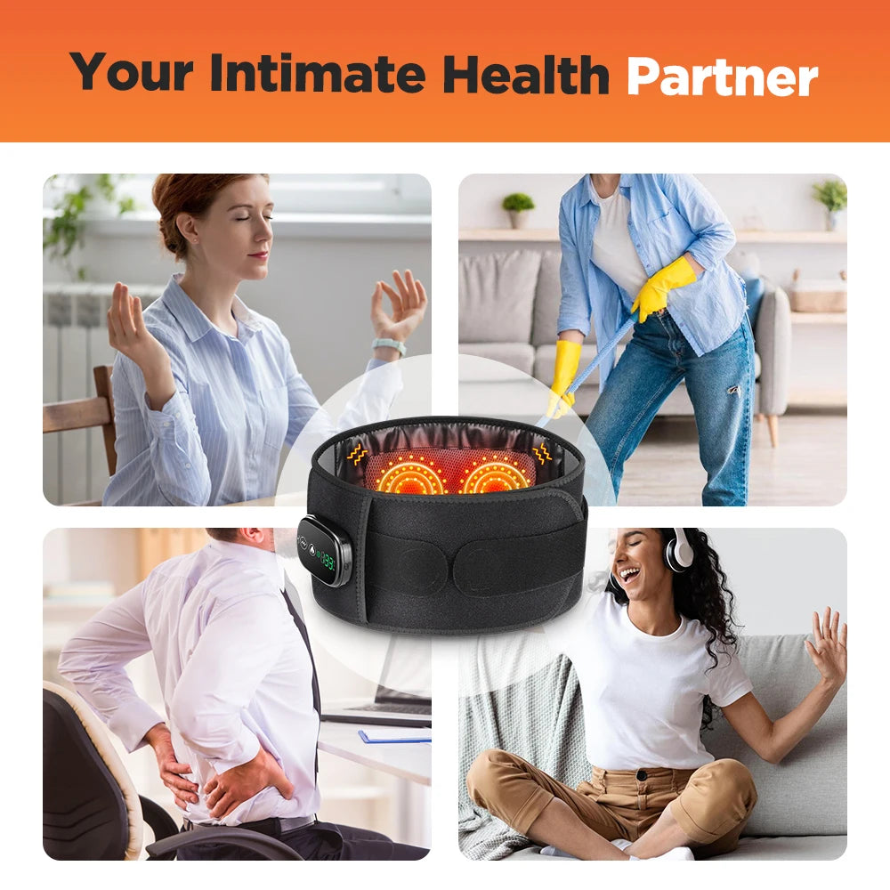 Electric heated waist massager, vibration-powered hot compression massage belt, lumbar decompression brace, lower back support, muscle relaxation