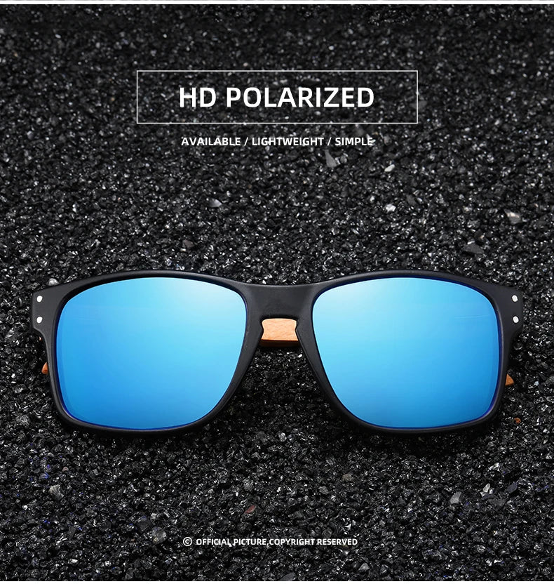 XSW-Lunettes de soleil polarisées faites à la main en bois de hêtre pour hommes, lunettes de soleil de conduite en plein air, charnière renforcée, design de marque, 5527