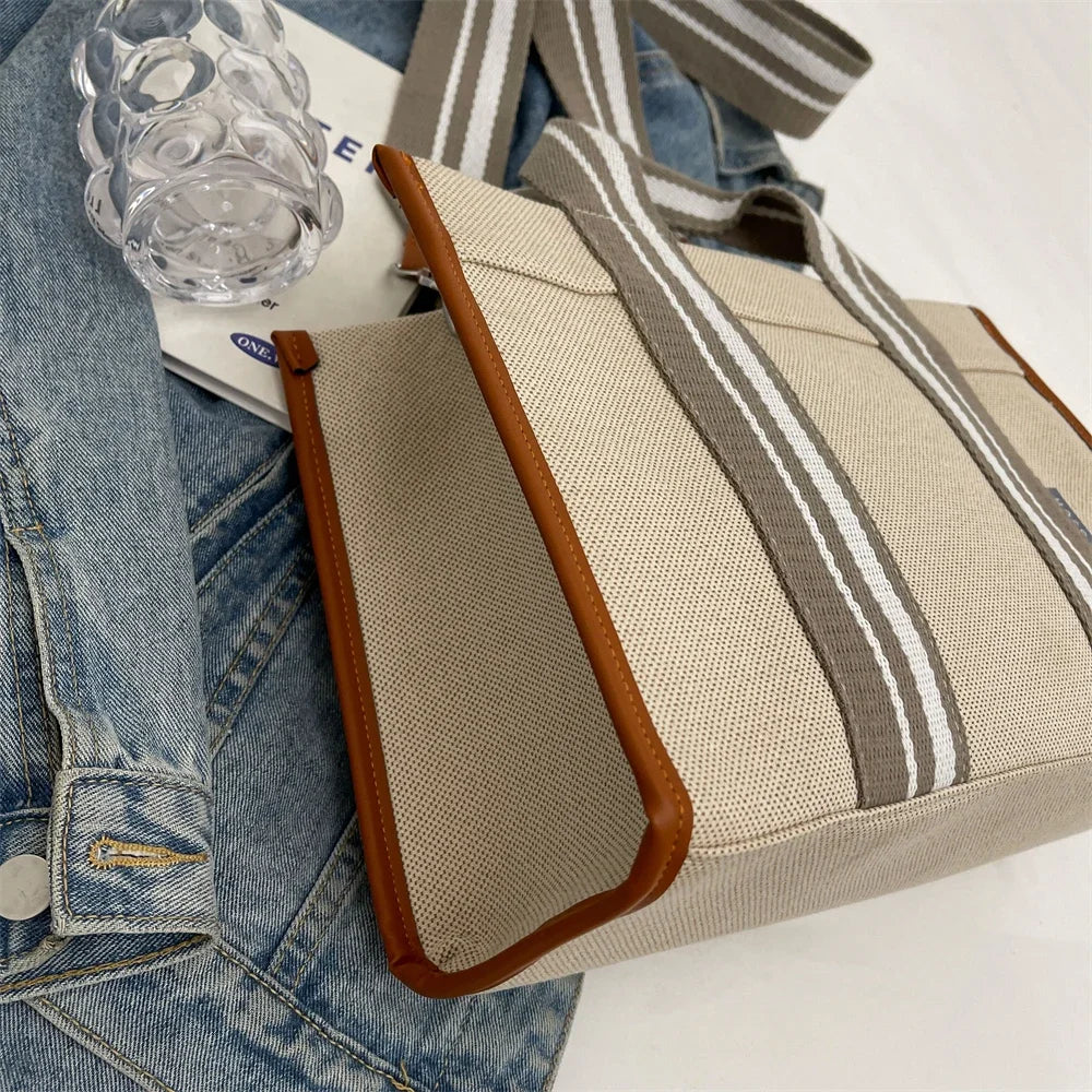 sac de luxe femme sac a mains femme sac bandouillère femme Sacs à main en tissu de lin pour femmes, sac à bandoulière rayé de grande capacité, sac fourre-tout de shopping, dernier document uni, lancé, qualité, 2024