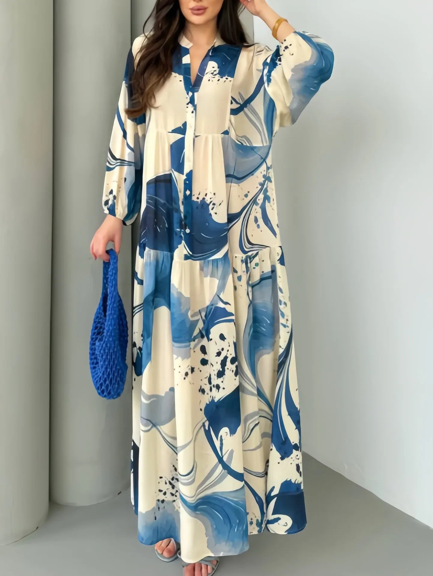 Eid Women's Abaya Dress, Muslim Loose Buttoned Dubai Dresses, Largos Long Dresses, Caftan, Arabic Party Dress, Caftan Jalabiya, Ramadan Dress
