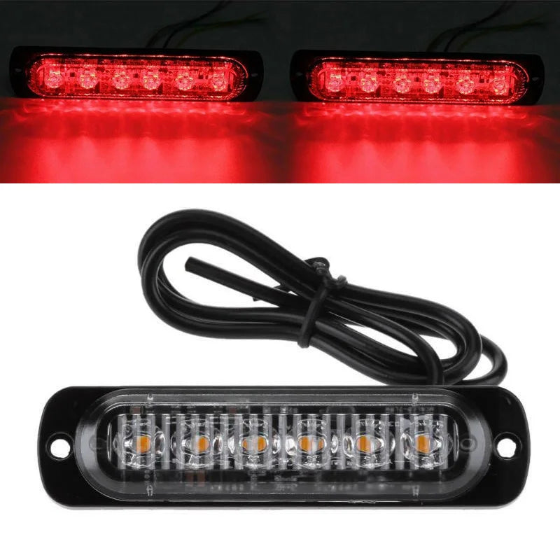 6LED voiture LED lampe de travail DC 12-24V 18W rouge voiture camion sécurité urgente toujours lumineux lampe de travail antibrouillard accessoires de voiture