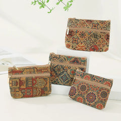 Porte-monnaie original en liège pour femme, mini portefeuille, petit sac, porte-monnaie avec double fermeture éclair, sac d'argent, carte, clé, rouge à lèvres, évaluation