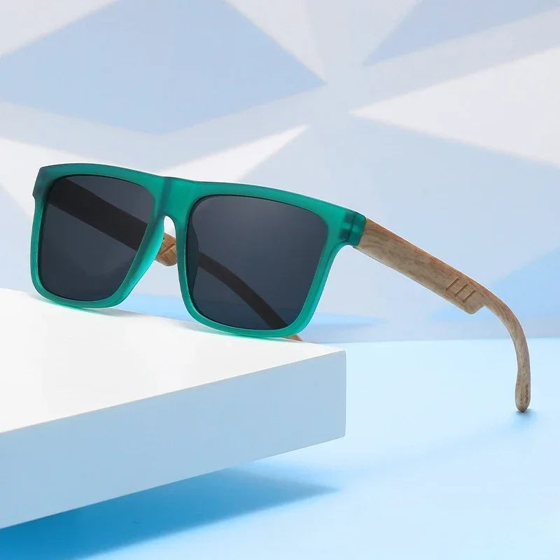 Lunettes de soleil en bois de bambou pour hommes et femmes, Vintage, Protection UV400, unisexe, monture carrée, nuances de conduite