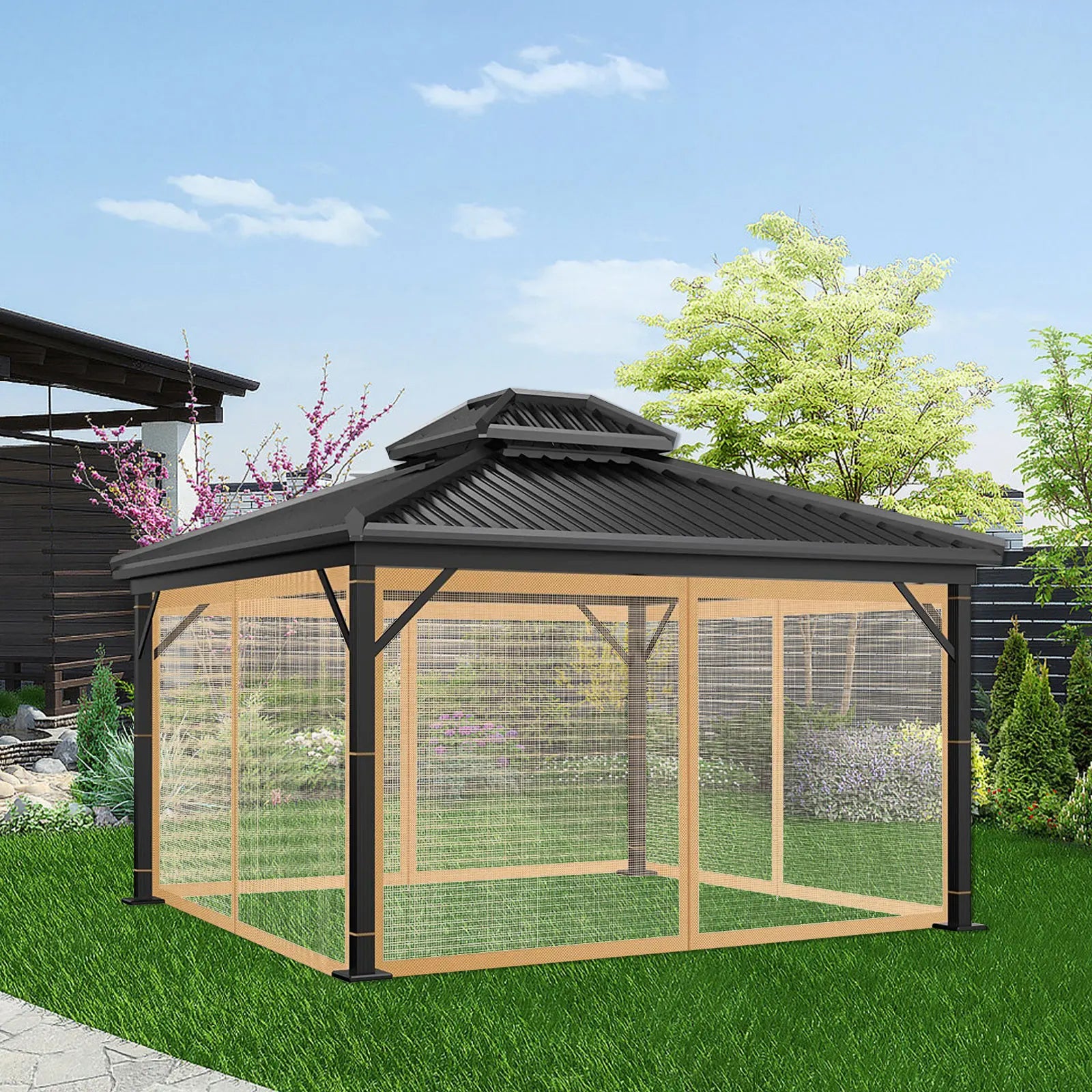 Mosquito Net with Zipper for Garden, Mosquito Net Curtain for Gazebo, Outdoor
