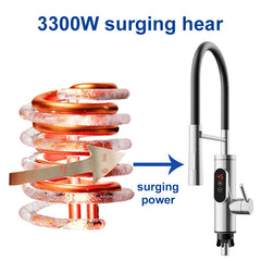 Chauffe-eau électrique 220V, robinet de cuisine, chauffage instantané sans réservoir, mélangeur chauffant coulant, affichage numérique pour sous l'évier