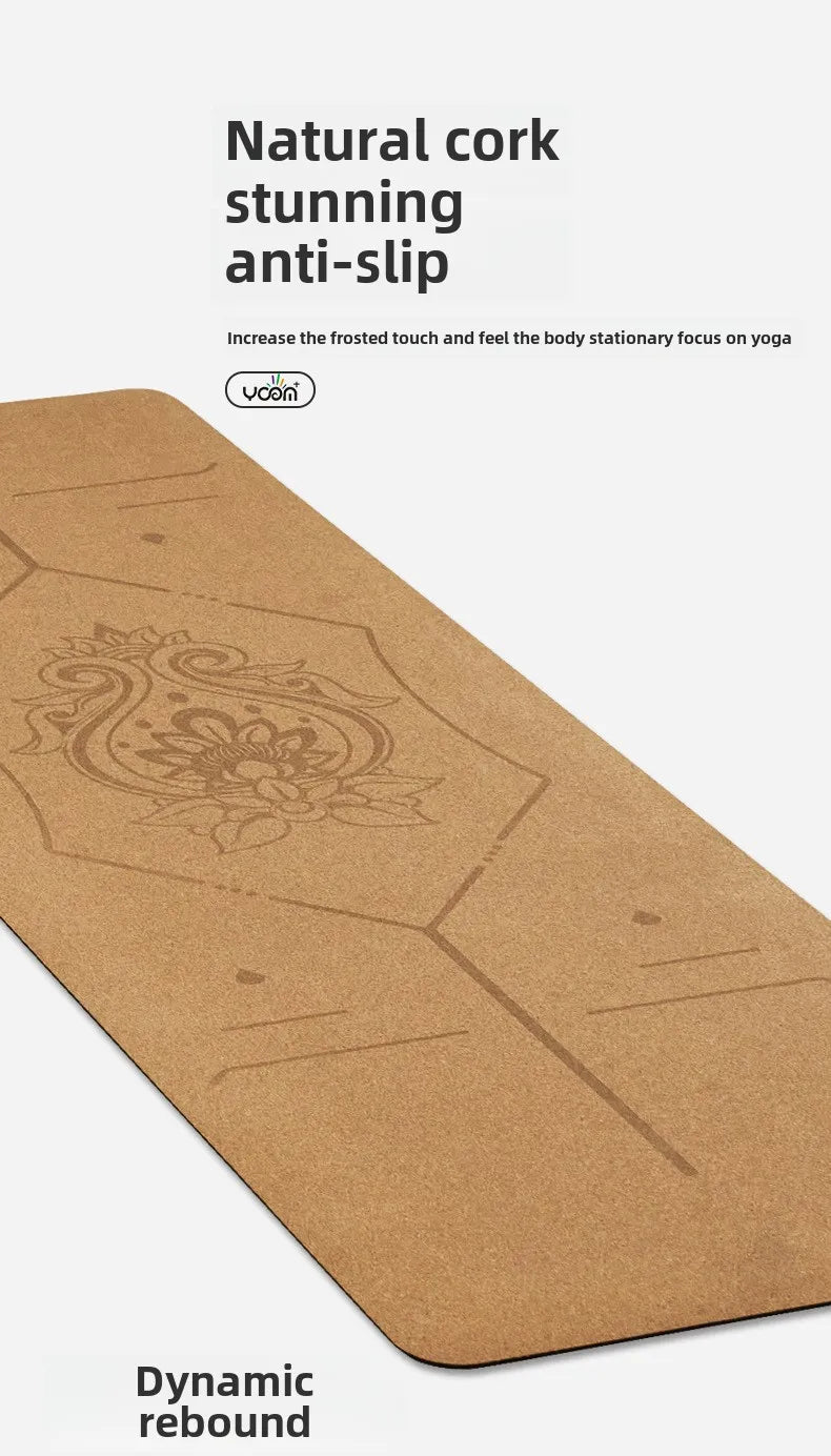 2025 Nouveau tapis de yoga de luxe en liège et caoutchouc naturel avec lignes d'alignement gravées au laser - Absorption des chocs, antidérapant, réduction du bruit